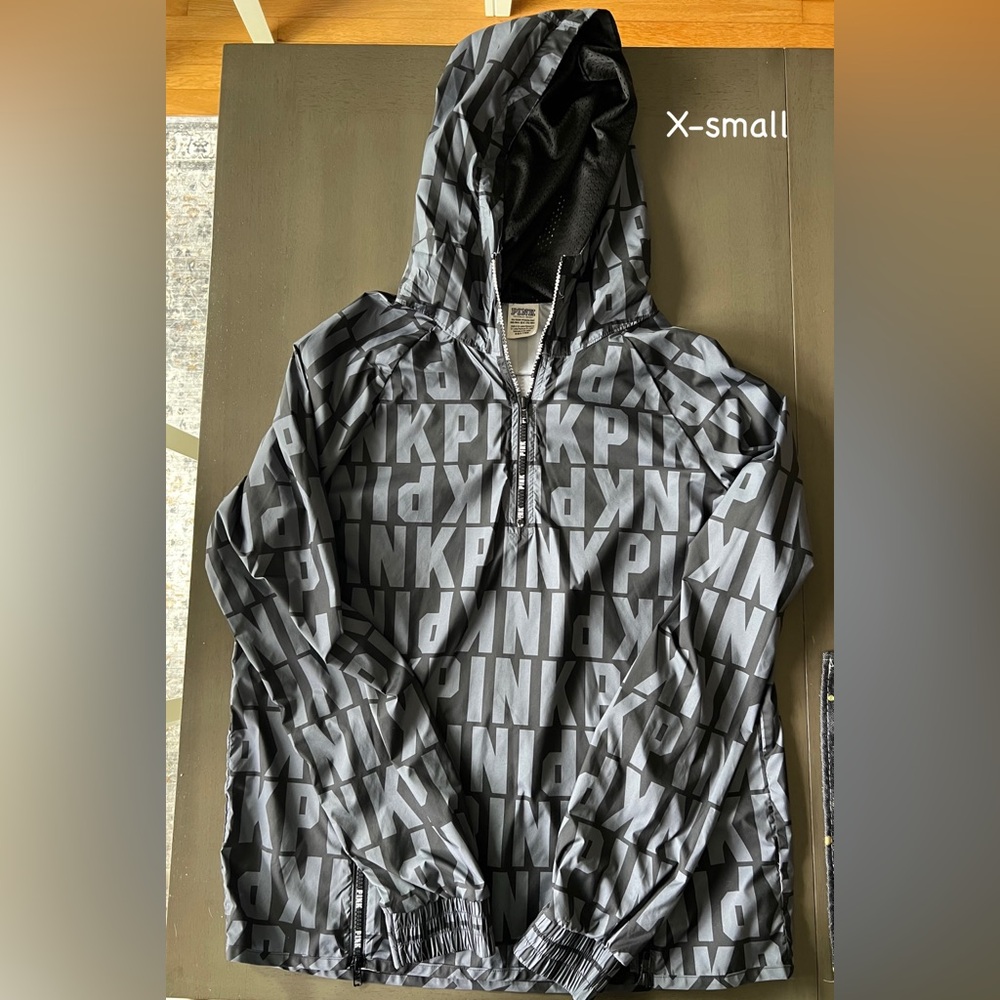 Gray Victoria’s Secret PINK Logo Windbreaker Jacket